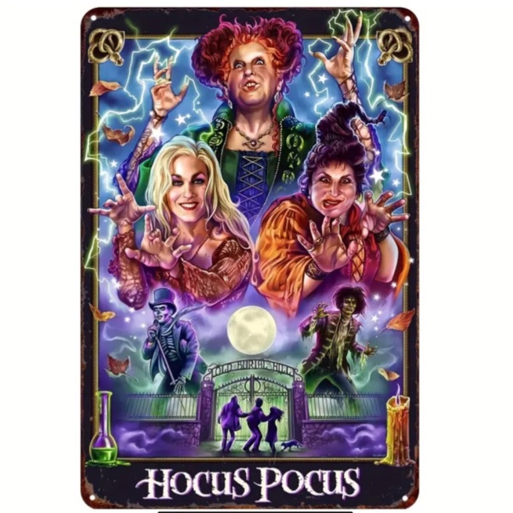 NWT! Disney Hocus Pocus Tin Wall Sign!